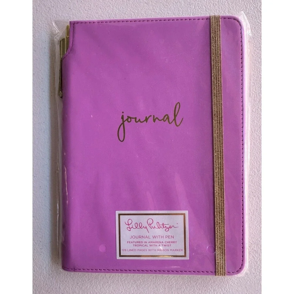 Lilly Pulitzer Journal Pen Amarena‎ Pink Cherry Tropical Twist 128 Lined Pgs NEW